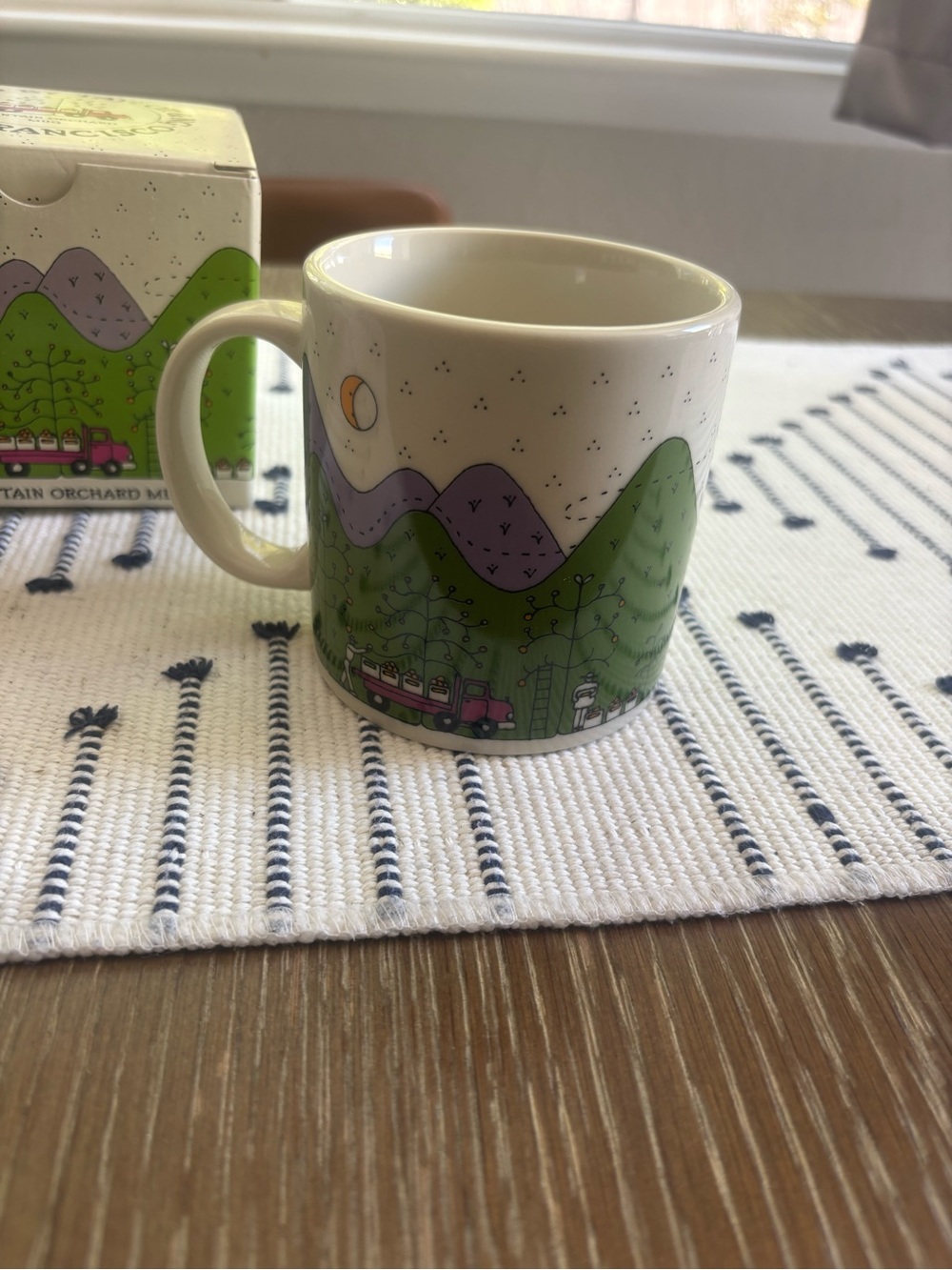 Vintage Taylor & Ng Mountain Orchard 12oz Mug NIB Made in Japan 1983 NOS